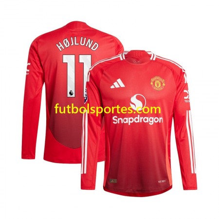 Camiseta Manchester United Rasmus Hojlund 11 Primera Equipación 2024/2025 Manga Larga